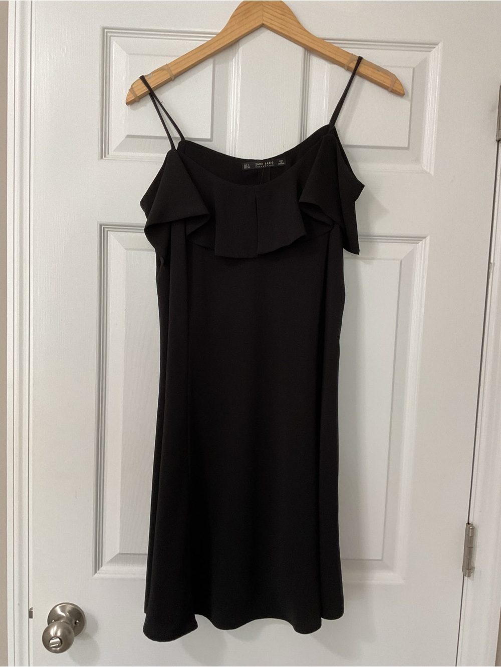 Zara Black Ruffle-Trim Mini Dress